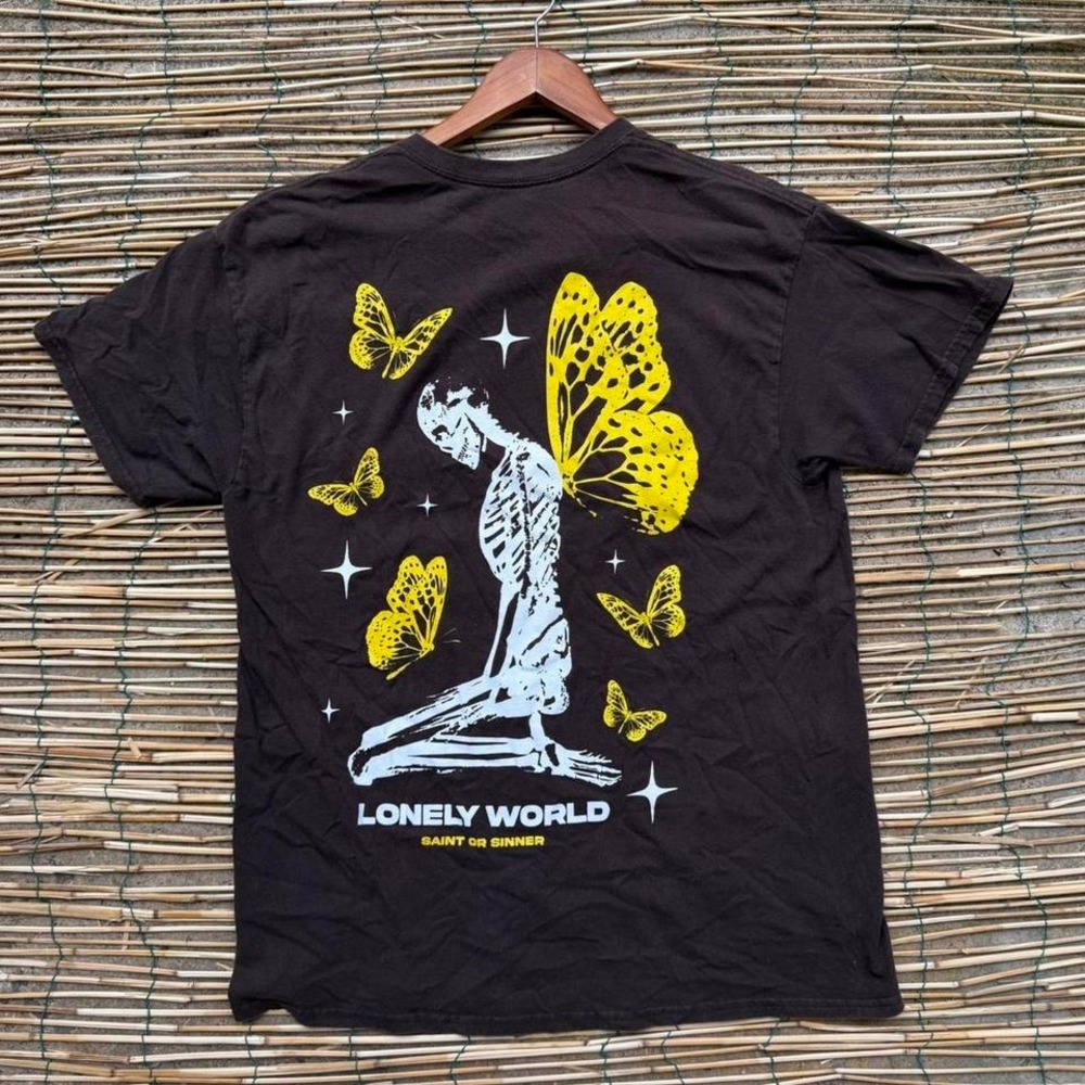Popular‎ Poison Saint or Sinner Tshirt Graphic Tee Size Large Brown